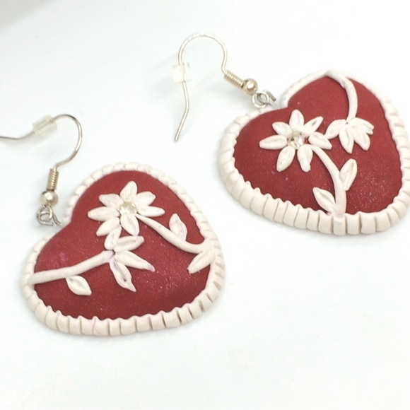 3/$30 VINTAGE CLAY HEART EARRINGS SILVER BEAR BROOCH PIN HALLMARK LOT VALENTINE - Picture 14 of 15